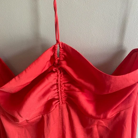 Banana Republic Women Halter Slip Dress XL T Red Poppyseed Minimalist‎ Sexy - Picture 5 of 12